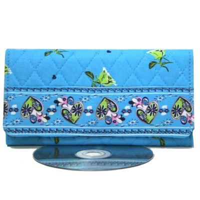 Turquoise Aqua Quilted Checkbook Wallet Clasp Purse