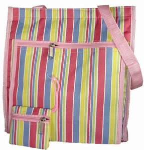 Spring Yellow, Pink, and Blue Stripes Striped Purse Tote