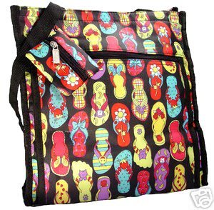 Cute and Fun Black Flip Flop Diaper Bag Beach Bag Tote Purse