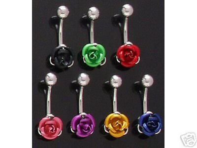 Sexy Rose Flower Belly Navel Ring Blue