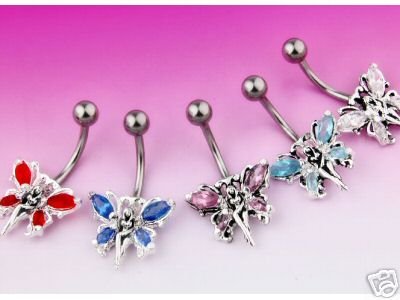 Butterfly Fairy Navel Belly Ring Blue Ice