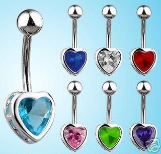 Classy Heart Belly Navel Ring Pink Ice