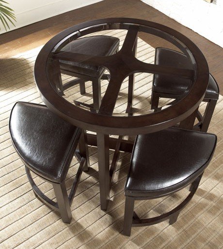 NEW MODERN ROUND COUNTER HEIGHT DINING TABLE SET STOOLS
