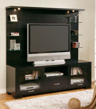 CONTEMPORARY ESPRESSO PLASMA MEDIA PANEL CABINET STAND