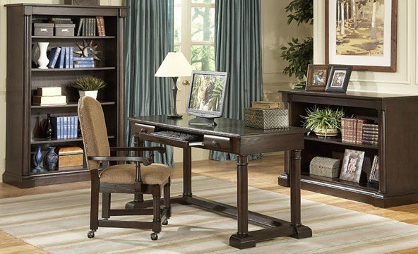 OLD WORLD STYLE BROWN WRITING HOME OFFICE DESK KEYBOARD