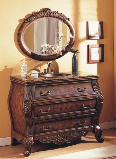 SINGLE SINK VANITY CABINET GRANITE BATHROOM FURNITURE