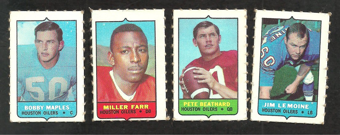 Houston Oilers 1969 Topps Stamps Pete Beathard Miller Farr Bobby Maples