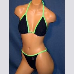 New Ice Gear Navy Green Trim 2 pc Bikini Triangle Top S