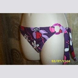 NWT Rampage Purple Floral Prt Side Tie Bikini Bottom XS