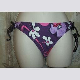 NWT Rampage Purple Floral Prt Side Tie Bikini Bottom M