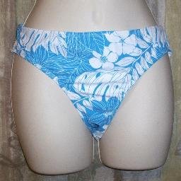 New VM Aqua with White Floral Print Bikini Bottoms L