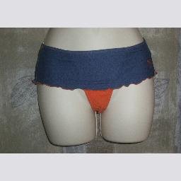 NWT Playboy Denim Orange Semi Thong Bikini Bottoms XS