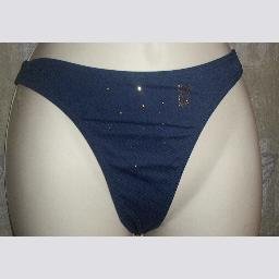 NWT Playboy Navy Bikini Thong w Beaded Bunny Small