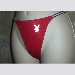 NWT Playboy Red Bikini Thong w Bunny Elastic Side XS