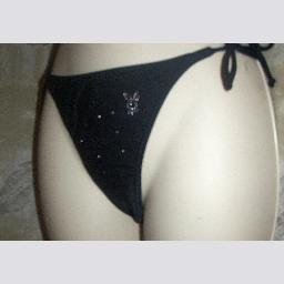 NWT Playboy Black Rio Bikini Bottoms w Beaded Bunny M