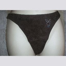 NWT Playboy Brown Suede Feel Bikini Thong w Bunny M