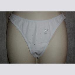 NWT Playboy White Rio Bikini Bottoms w Beaded Bunny XL