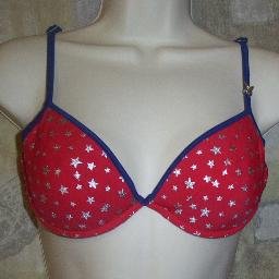 NWT Playboy Red w Stars Underwire Padded Bikini Top M