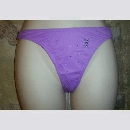 NWT Playboy Lilac Beaded Thong Swim Bikini Bottom XS