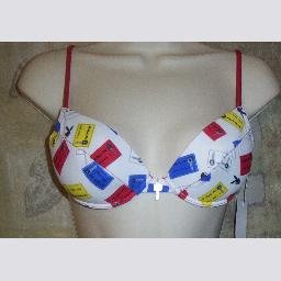 NWT Playboy White Printed Underwire Bikini Swim Top M