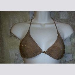 NWT Playboy Light Brown Beaded Swim Bikini Top Large