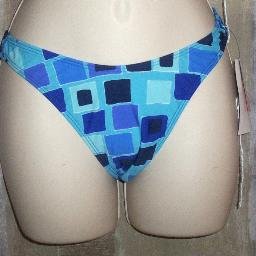 NWT Chica Rica Blue Sq Pattern Bikini Swim Bottoms S