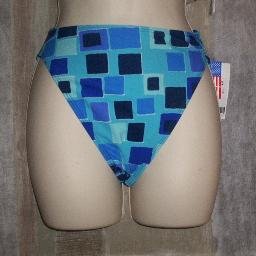 NWT Chica Rica Sq Pattern High Waist Bikini Bottom S