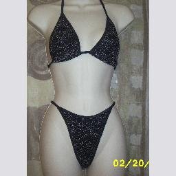 NWT PDQ Black White Bikini Swimsuit Medium w sarong