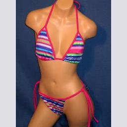 NWT Ice Gear Horizontal Strip Triangle Top Bikini M