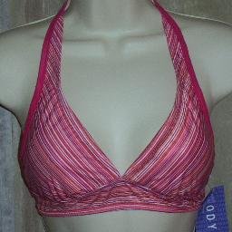NWT Body ID Diagonal Strip Hot Pink Halter Swim Top 13
