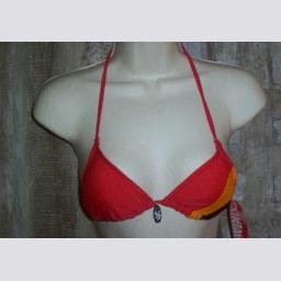 NWT Swimix Red Triangle Top w Orange Brown Strips XS