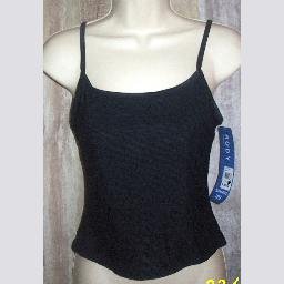 NWT Body ID Black Textured Tankini Swim Bikini Top 7 8