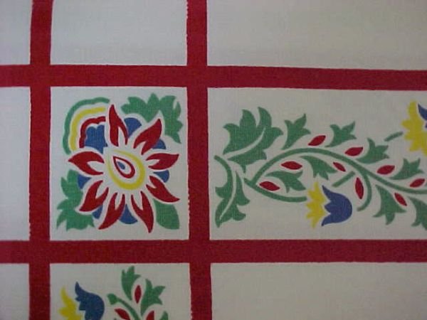 Vintage Wilendur Tablecloth Red Floral Provencial