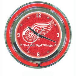 NHL Detroit Redwings Neon Clock - 14 inch Diameter