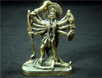 Hindu devi Kali dark goddess brass figurine statue new 1.75 X 2.5" C-46 FREE WORLDWIDE DELIVERY!