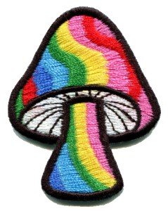 Mushroom retro 70's hippie love peace weed applique iron-on patch S-54