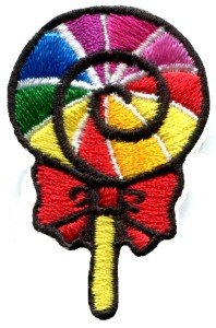 Lollipop gay lesbian pride rainbow flag retro LGBT applique iron-on patch S-191