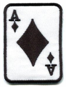 Ace of Diamonds poker playing card biker embroidered applique iron-on patch S-9