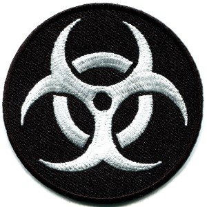 Biohazard symbol sign danger poison toxic warning applique iron-on patch S-241