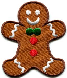 Gingerbread Man cookie kids fun sweets buscuit applique iron-on patch S-239
