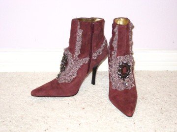 Burgundy Leather Ladies Boots - Size 6