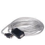 16' USB 2.0 Active Extension Repeater Cable (Clear/Silver)
