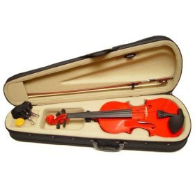 Violin Factory Solid RED color Violin + Bow + Case + Rosin Complete Set