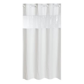 White 8 gauge Vinyl Hookless Shower curtain