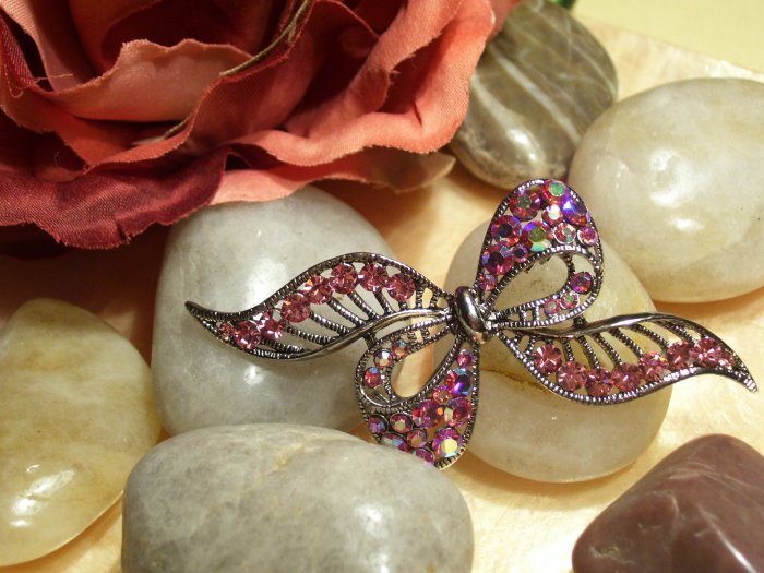 Pink Crystal Bow Pin-67112