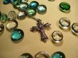 Silver cubic zirconia cross long necklace-23195