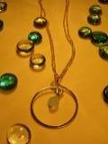 Gold plated aqua beaded necklace-23112