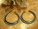 Gold and Turqoise Hoop Earrings-25578
