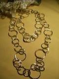 Silver circle hoops long necklace-25723