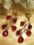 Brass red dangling earrings-51673